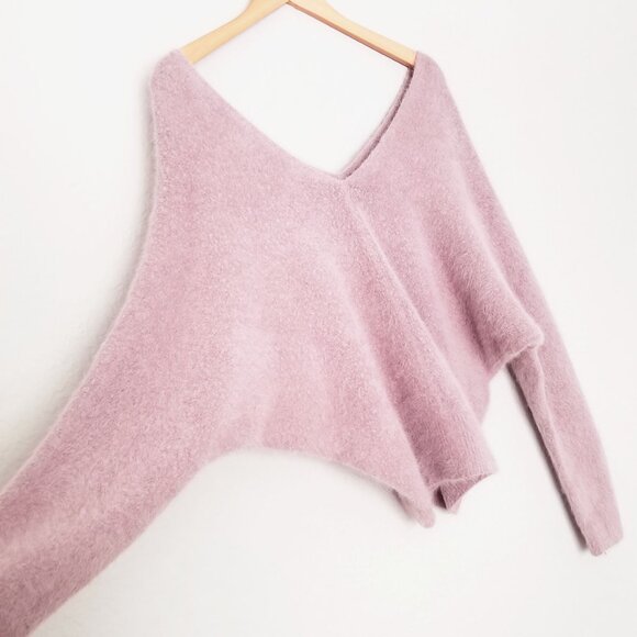 Sage The Label Dusty Lilac Angora Oversized V Neck Sweater Fairy Romantic XS - Picture 5 of 15